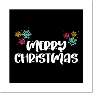 Merry Christmas Snowflakes Design Posters and Art